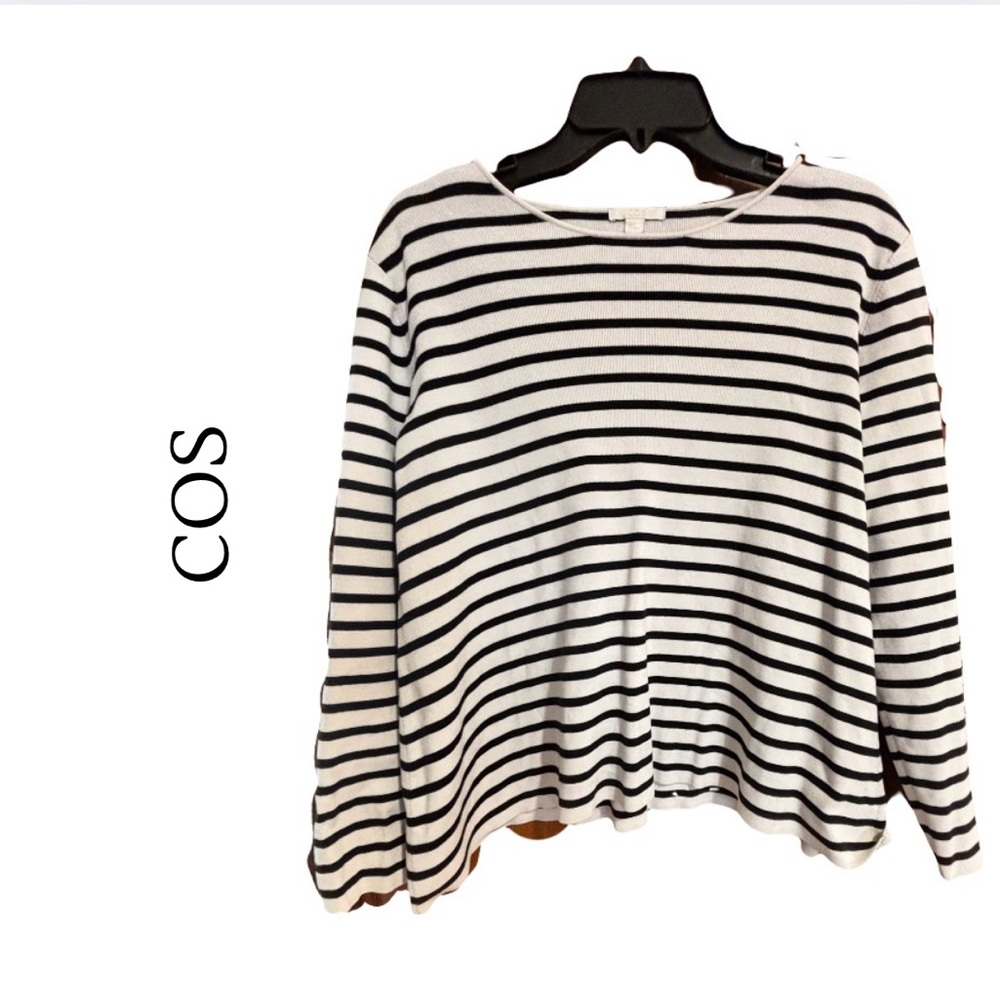 COS Black and White Striped Long Sleeve Top